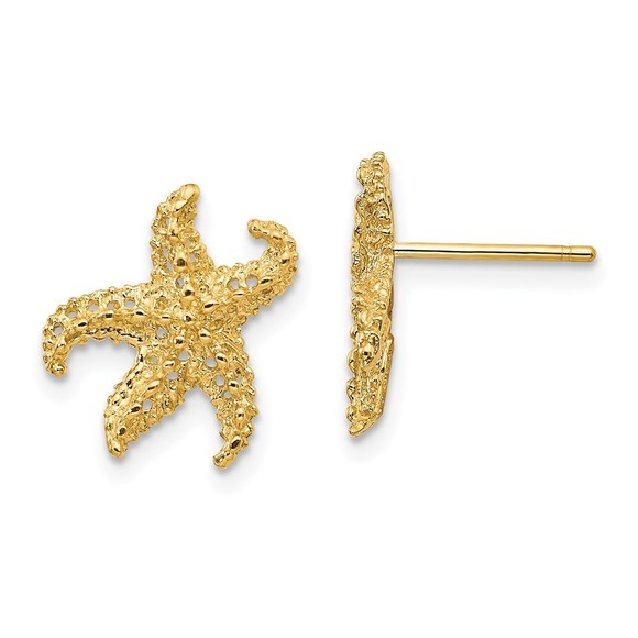 10k Yellow Gold Starfish Earrings